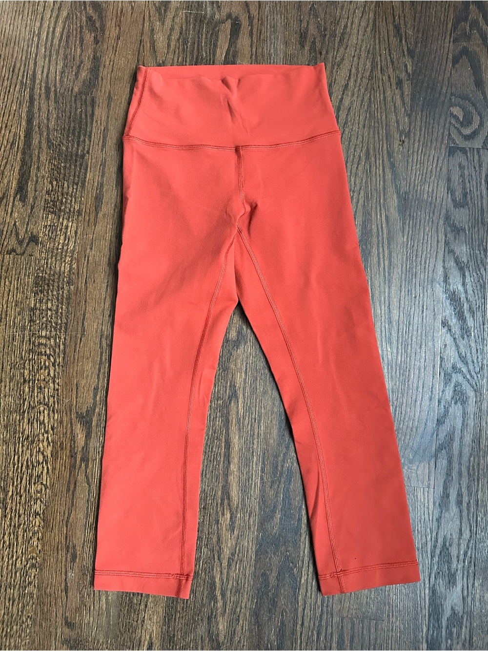 Lululemon Wunder Under High Rise Crop 21” Coral Red Leggings Size 4